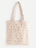 Romwe Cherry Print Linen Shopping Bag