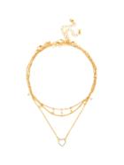 Romwe Heart Pendant Layered Necklace With Faux Pearl