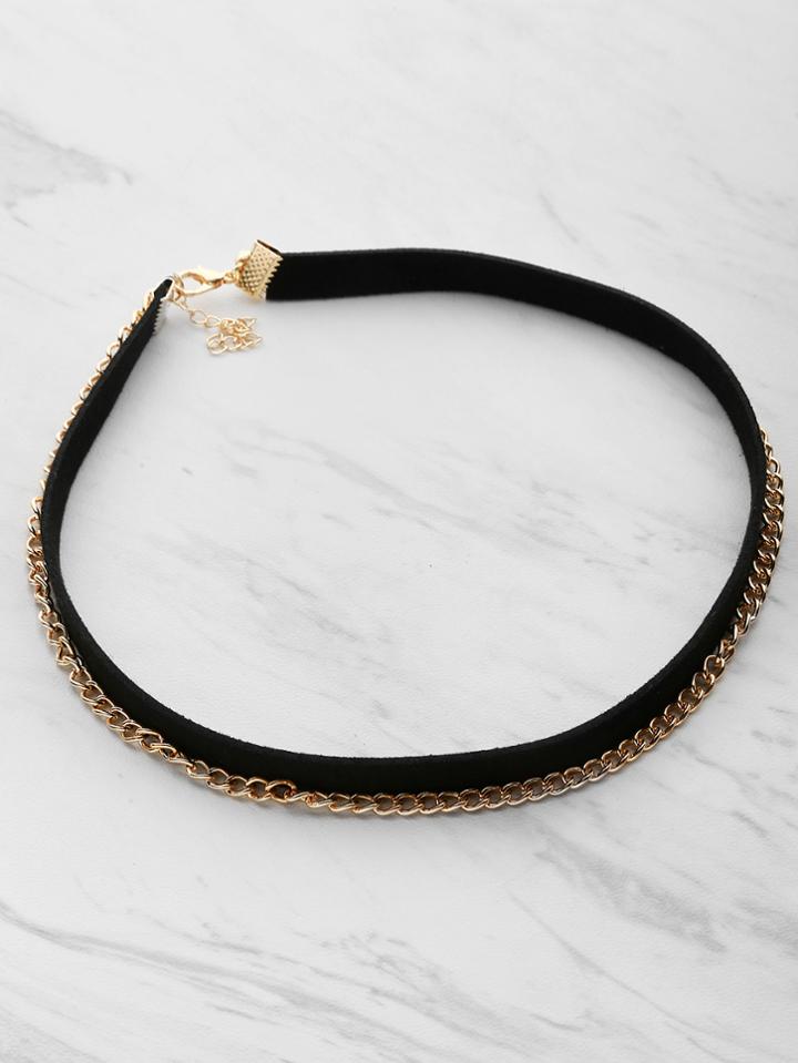 Romwe Two Tone Layered Chain Choker