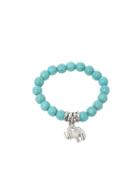 Romwe Turquoise Beads Silver Plated Elephant Bracelet