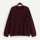 Romwe Pocket Patched Solid Sweater
