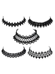 Romwe European Lace Choker Necklace Set