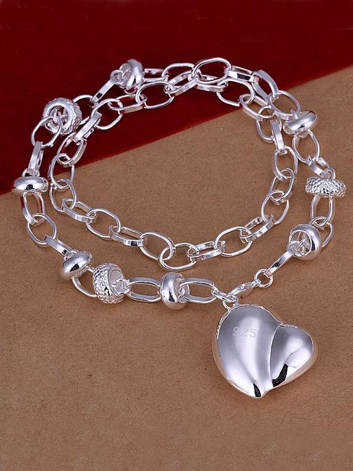 Romwe Silver Heart Pendant Necklace