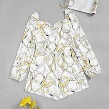 Romwe Sweetheart Neck Chain Print Jumpsuit
