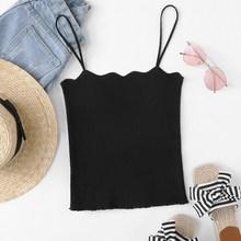 Romwe Frill Hem Ribbed Top