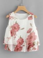 Romwe Floral Print Tiered Top