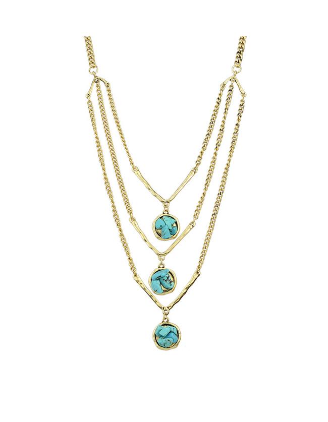 Romwe Gold  Turquoise Mutilayers Necklace