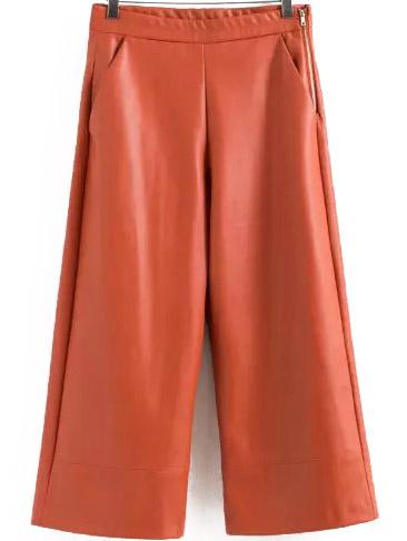 Romwe Wide Leg Orange Pant