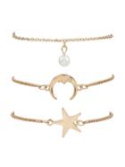 Romwe Star & Crescent Chain Bracelet 3pcs