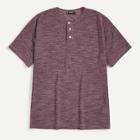Romwe Guys Buttoned Half Placket Space Dye Tee