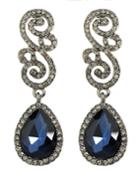 Romwe Blue Rhinestone Women Earrings