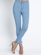 Romwe High Waist Denim Slim Pale Blue Pant