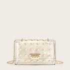 Romwe Faux Pearl Decor Clear Bag With Inner Clutch