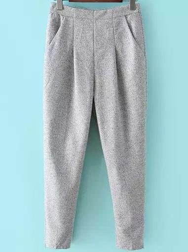 Romwe Women Zipper Pale Grey Pant