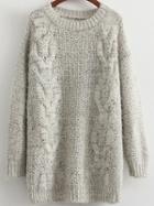 Romwe Cable Knit Fuzzy Grey Sweater
