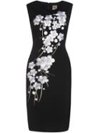 Romwe Black Crew Neck Sleeveless Embroidered Sheath Dress