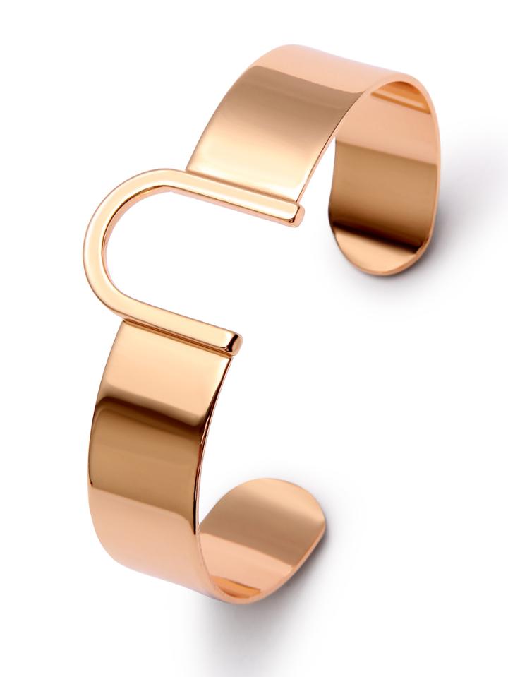Romwe Gold U Shaped Cuff Bracelet