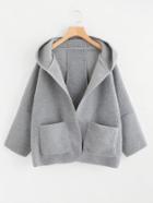 Romwe Drop Shoulder Dual Pocket Hooded Coat