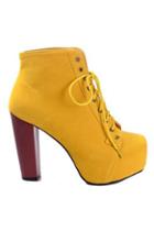 Romwe Yellow Chunky Heel Shoes