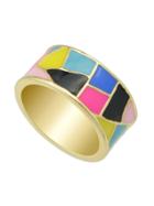 Romwe Black-8 Enamel Geometric Pattern  Finger Ring