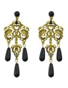 Romwe Black Beads Chandeloer Earrings