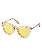Romwe Yellow Lens Clear Cat Eye Frame Sunglasses