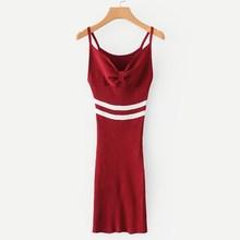 Romwe Twist Front Striped Cami Sweater Dress