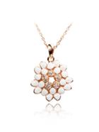 Romwe Crystals Flower Pendant Necklace
