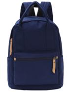 Romwe Double Handle Canvas Backpack - Blue