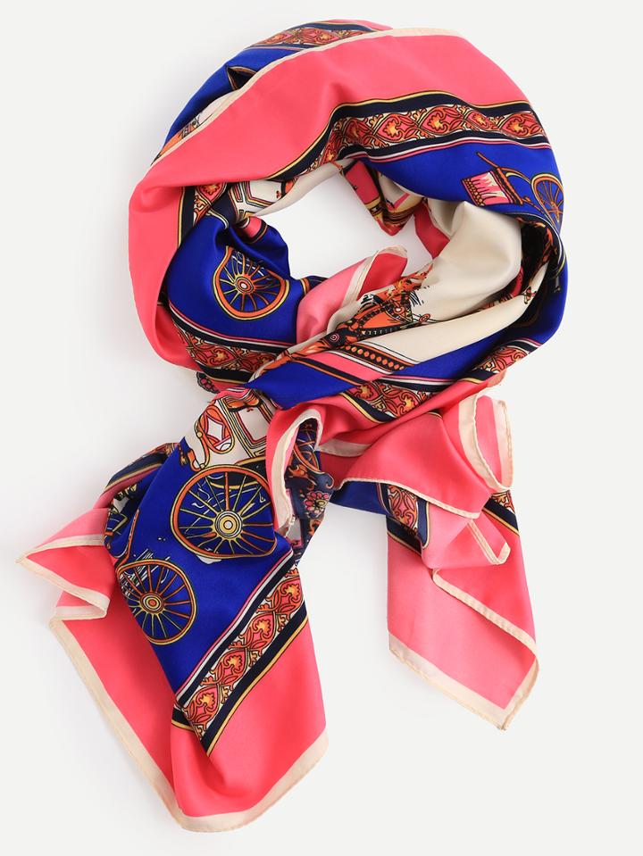 Romwe Vintage Print Imitated Silk Scarf