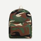 Romwe Camouflage Pattern Pocket Front Backpack