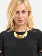 Romwe Gold Wide Metal Pendant Necklace