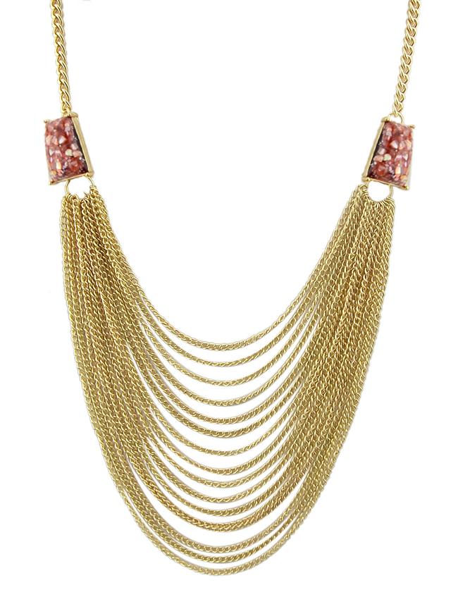 Romwe Red Multi Chain Necklace For Women