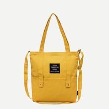 Romwe Slogan Patch Canvas Tote Bag