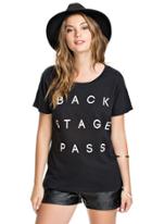Romwe Back Stage Pass Print T-shirt