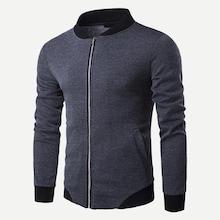 Romwe Guys Contrast Trim Zip Up Sweatshirt