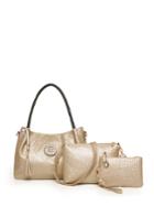 Romwe Woven Embossed Tassel Detail Pu Bag Set 3pcs