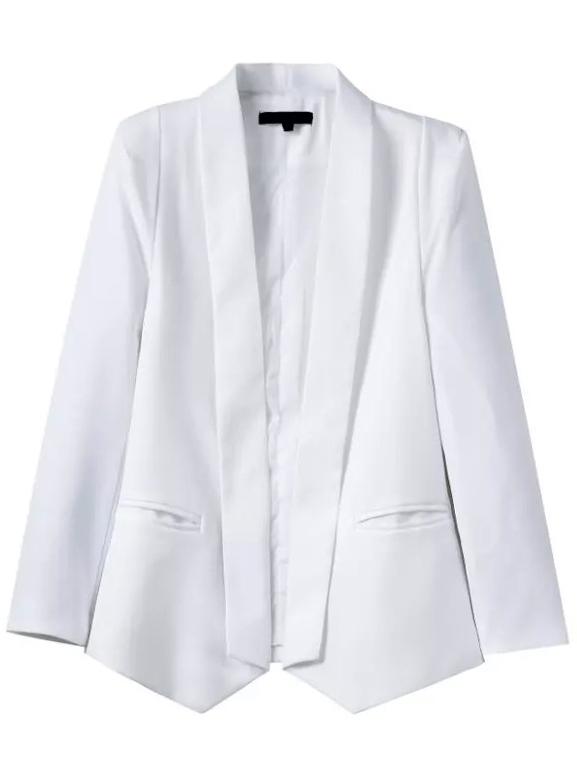 Romwe Shawl Collar White Cape Coat