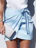 Romwe Self-tie Asymmetric Wrap Mini Skirt