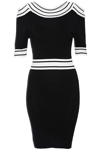 Romwe Striped Print Knitted Bodycon Dress