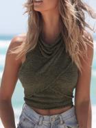 Romwe Cowl Neck Slit Tank Top