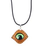 Romwe Pu Leather Chain Green Stone Eye Shaped Necklace