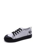 Romwe Cap Toe Embroidered Lace Up Sneakers