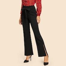 Romwe Knot Waist Split Pants