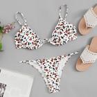 Romwe Leopard Underwire Top With Low Rise Bikini Set