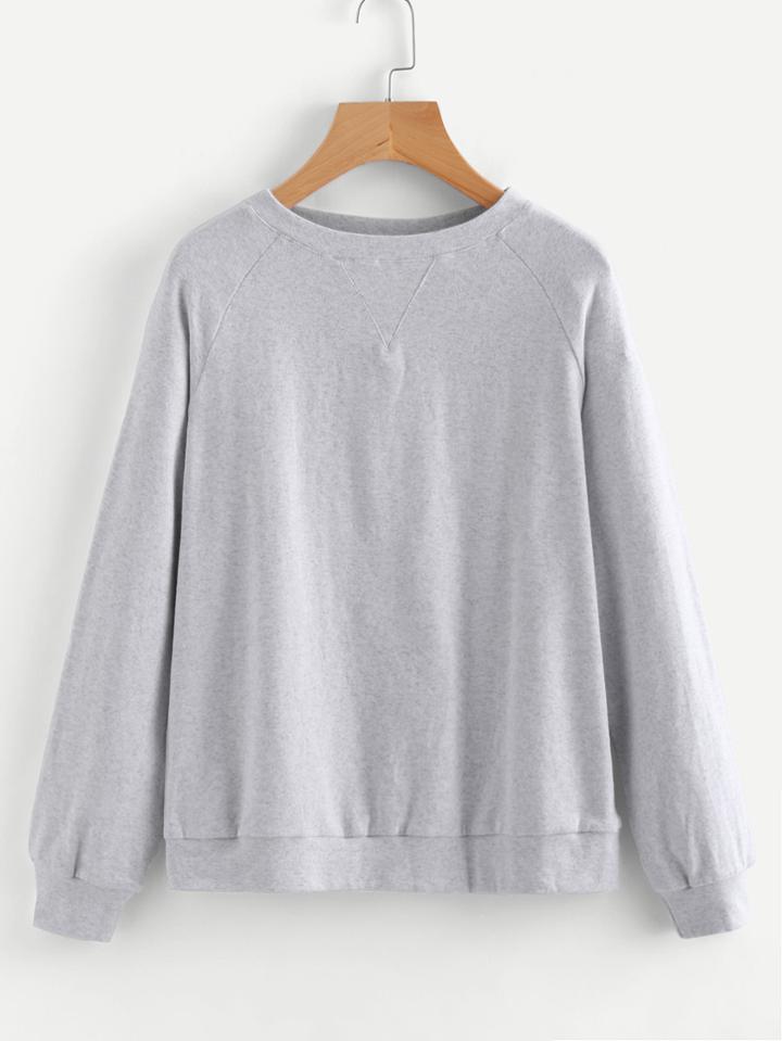 Romwe Raglan Sleeve Basic Sweatshirt