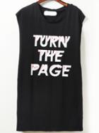 Romwe Black Double Side Print Drop Armhole Dress
