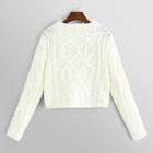 Romwe Stand Collar Crop Sweater