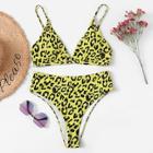 Romwe Random Leopard V-plunge Bikini Set