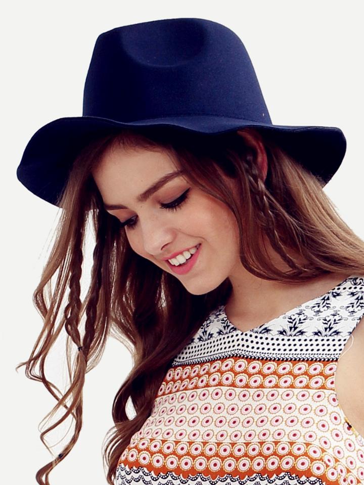 Romwe Navy Fashionable Large Brimmed Hat